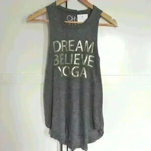 CHASER  | Dream Believe Yoga Heather Grey Sleeveless Tank Top Size M